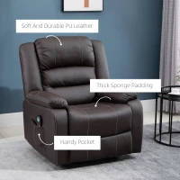 HOMCOM Vibrating Massage PU Leather Recliner Chair, Footrest with Remote Control, 8 Massaging Points, Dark Brown(m-4)