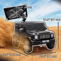 Aosom Mercedes Benz G500 Licensed 12V Kids Ride on Car with Remote Control, Music, Lights, MP3 for 37-96 months, Black(m-3)