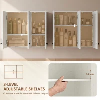 HOMCOM Modern Medicine Cabinet Wall Mounted, Bathroom Wall Cabinet with 3 Doors and Adjustable Shelves, White(m-5)