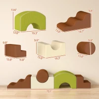 Qaba Toddlers Climbing Toys, 5 Pieces Foam Climbing Blocks with Non-Slip Bottom, Washable Cover for Crawling or Building(m-3)