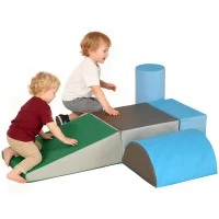 Soozier 5 Piece Climb and Crawl Activity Play Set, Baby Soft Play Set, Foam Climbing Blocks for Toddlers, Kids Preschooler Indoor Play Equipment Contemporary(m-1)
