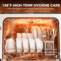 HOMCOM Countertop Dishwasher, Portable Mini Dishwasher with 1.6 Gal Built-in Water Tank, 5 Washing Programs, Air-Dry Function(m-6)