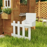 Outsunny Outdoor Playhouse for Kids Wooden Cottage with Working Doors Windows & Mailbox, Pretend Play House for Age 3-6 Years(m-8)
