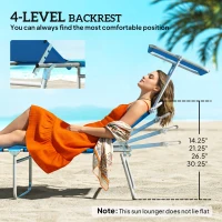 Outsunny Outdoor Pool Chaise Lounge Chair, Folding Tanning Chair with Sun Shade, Blue(m-4)