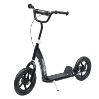 HOMCOM Adjustable Kids Pro Stunt Scooter Children Street Bike Bicycle Ride On with 12” Tire (Black)(m-2)