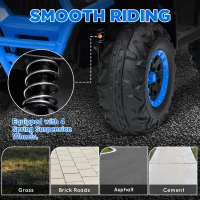 Qaba Kids ATV, 12V Battery Powered Electric Ride on Toy w/ Spring Suspension, Storage Basket, High & Low Speed, Blue(m-4)