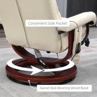 HOMCOM Swivel Recliner with Ottoman Massage, Recliner Chair and Ottoman, Faux Leather Reclining Chair with Remote, Cream White(m-6)