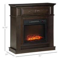 HOMCOM Electric Fireplace TV Stand for TV's up to 40" Flat Screen, Living Room Media Entertainment Console with Storage, Brown(m-3)