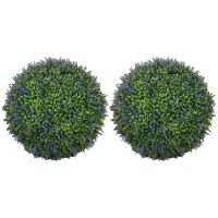 HOMCOM 2 Pack Artificial Plant Lavender Topiary Balls, 16.5 Inch(m-1)
