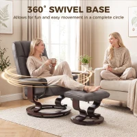 HOMCOM Faux Leather Reclining Chair with Ottoman, Manual Recliner with Tufted Back and Wood Frame for Living Room, Brown(m-5)