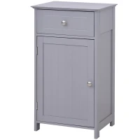 kleankin Bathroom Cabinet with Drawer and Shelf, Toilet Vanity Cabinet for Toilet Paper, Towels or Shampoo, Grey(m-11)