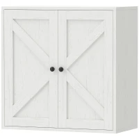 HOMCOM Bathroom Wall Cabinet, Farmhouse Bathroom Cabinet Wall Mount with 2 Shelves, White Wood Grain(m-1)