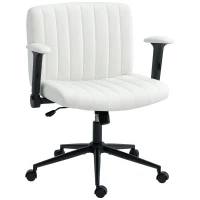 HOMCOM Criss Cross Chair with Flip-up Armrests, Wheels, Wide Office Chair with Adjustable Height, Tilting, Cream White(m-9)