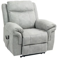 HOMCOM Manual Recliner Chair with Vibration Massage, Side Pockets, Microfibre Reclining Chair for Living Room, Grey(m-9)