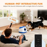 PawHut Automatic Dog Ball Launcher with 26-80 FT Distance, Automatic Ball Launcher for Medium and Large Dogs, Blue(m-7)