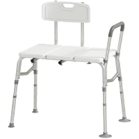 HOMCOM Tub Transfer Bench with Arm and Back, Shower Chair with Slip-Resistant Feet, for Elderly and Disabled, White(m-2)
