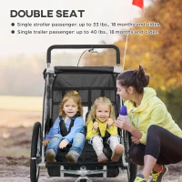 Aosom 2-Seat Elite 360 Swivel Bike Trailer for Kids Bicycle Cargo Trailer with Water-Resistant Windows, Black and White(m-5)