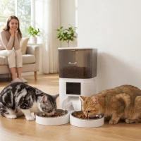 PawHut Automatic Cat Feeder for 2 Cats, 2.4G WiFi Pet Food Dispenser 6L APP Control(m-1)
