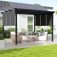 Outsunny 10' x 12' Metal Pergola, Outdoor Pergola with Retractable Canopy, for Garden, Patio, Backyard, Deck(m-8)