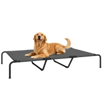 PawHut Elevated Dog Bed, Outdoor Dog Cot, Raised Dog Bed for Large Dogs with Breathable Mesh, Grey(m-9)