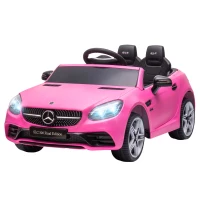 Aosom 12V Ride On Car with Parent Remote Control Two Motors Music Lights Suspension Wheels for 3-6 Years Pink(m-11)
