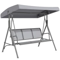 Outsunny 3-Seater Swing Chair Covered Garden Hammock A-Frame Outdoor Porch Glider Sling Seat with Adjustable Canopy Cover, Grey(m-2)