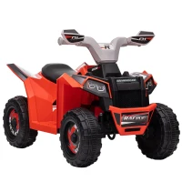 Aosom 6V Quad Kids Electric Car with Wear-resistant Wheels, for Boys and Girls Aged 18-36 Months, Red(m-9)