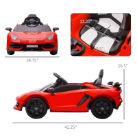 Aosom Lamborghini Licensed Kids Ride on Car w/ Easy Transport, Red(m-3)