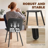 HOMCOM Dining Chairs Set of 4, Faux Leather Upholstered Kitchen Chairs with Metal Legs for Dining Room, Living Room, Black(m-7)