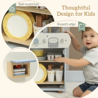 Qaba Wooden Dishwasher Playset, Play Sink Toys with Faucet, Turning Knobs and Accessories, Gift for Boys Girls Toddlers(m-6)