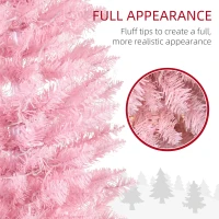 HOMCOM 5' Pre Lit Artificial Pencil Christmas Trees, Xmas Tree with Realistic Branches and Warm White LED Lights, Pink(m-6)