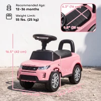 Qaba Licensed Land Rover Ride on Push Car with Anti-Tip Device, Under-Seat Storage, Horn, Engine Sounds for 18-36 M, Pink(m-3)
