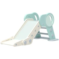 Qaba Toddler Slide, Indoor Foldable Kids Slide for 1.5-3 Years Old, Green(m-11)