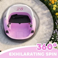 Qaba 12V Bumper Car for Toddlers, Ride On Car with 360 Degree Remote Control, Lights Music Horn, for 1.5-5 Years, Pink(m-4)
