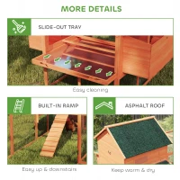 PawHut 137" Wooden Chicken Coop with Chicken Run, Nesting Box, Orange(m-7)