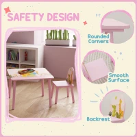 Qaba Kids Table and Chair Set, Toddler Table and 2 Chairs Set for Art, Craft, Reading, Learning, Pink(m-5)