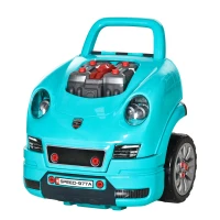 Qaba Mechanic Kids Truck Engine Toy Set, Car Service Play Set, Teal(m-2)