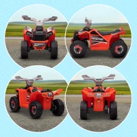 Aosom 6V Quad Kids Electric Car with Wear-resistant Wheels, for Boys and Girls Aged 18-36 Months, Red(m-7)
