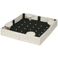 Outsunny Kids Outdoor Sandbox with Canopy, Bottom Fabric Liner, Cream White(m-2)