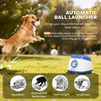 PawHut Automatic Dog Ball Launcher with 26-80 FT Distance, Automatic Ball Launcher for Medium and Large Dogs, Blue(m-4)