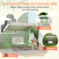 Qaba Kids Patio Swing Chair with Adjustable Canopy, Safety Belt for Patio, Garden, Poolside, Balcony, Green(m-6)