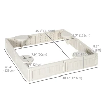 Outsunny Kids Outdoor Sandbox with Canopy, Bottom Fabric Liner, Cream White(m-3)