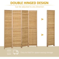 HOMCOM Hand Woven Room Divider, 4 Panel Bamboo Folding Privacy Screen for Home Office, 47.25"x67"x0.75", Natural(m-6)