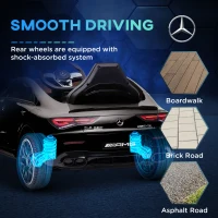 Qaba Mercedes-Benz AMG Licensed 12V Kids Ride on Car with Remote Control, Rear Suspension, LED Lights, Music, Black(m-7)