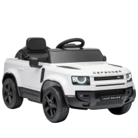 Qaba 12V Ride on Car Licensed Land Rover with Remote, Suspension, Slow Start, 3 Speeds, Lights, Music, Horn for 3-5, White(m-11)