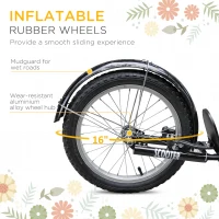 Aosom Youth Scooter, Kick Scooter with Adjustable Handlebars, Double Brakes, 16" Inflatable Rubber Tires, Basket, Cupholder, Orange(m-7)