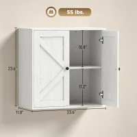 HOMCOM Bathroom Wall Cabinet, Farmhouse Bathroom Cabinet Wall Mount with 2 Shelves, White Wood Grain(m-3)