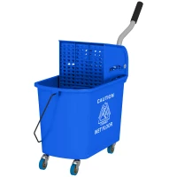 HOMCOM Compact Mop Bucket with Wringer, Mop Bucket on Wheels for Floor Cleaning, 21 Quart, Separate Dirty and Clean Water, Blue(m-1)
