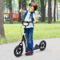 HOMCOM Adjustable Kids Pro Stunt Scooter Children Street Bike Bicycle Ride On with 12” Tire (Black)(m-8)