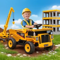 Qaba Kids Electric Car, Ride On Dump Truck, 12V Ride On Toy with Electric Dump Bed and Remote Control, Yellow(m-8)